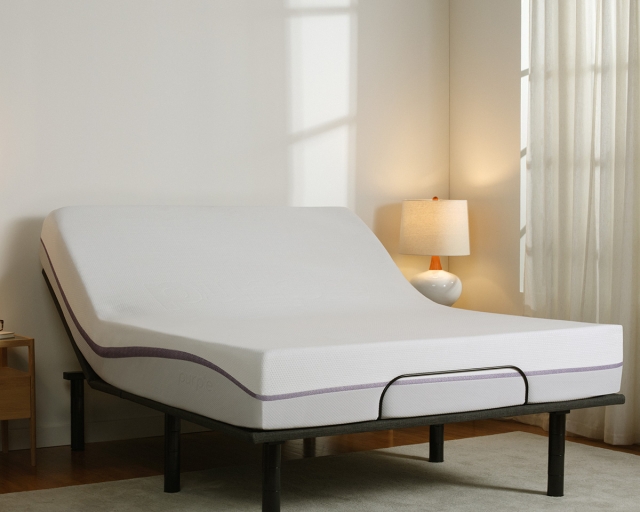 A Purple Plus mattress on a Purple Adjustable Base.