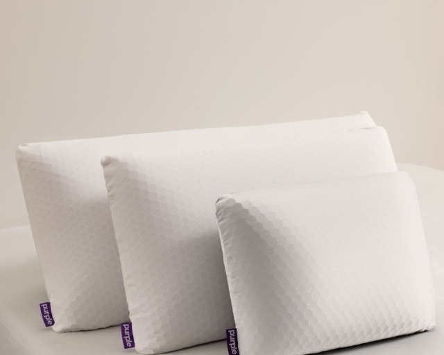 Different size purple pillows