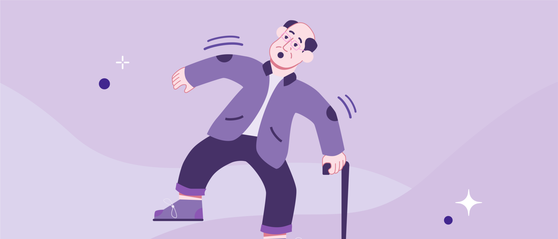 elderly man with trying not to fall