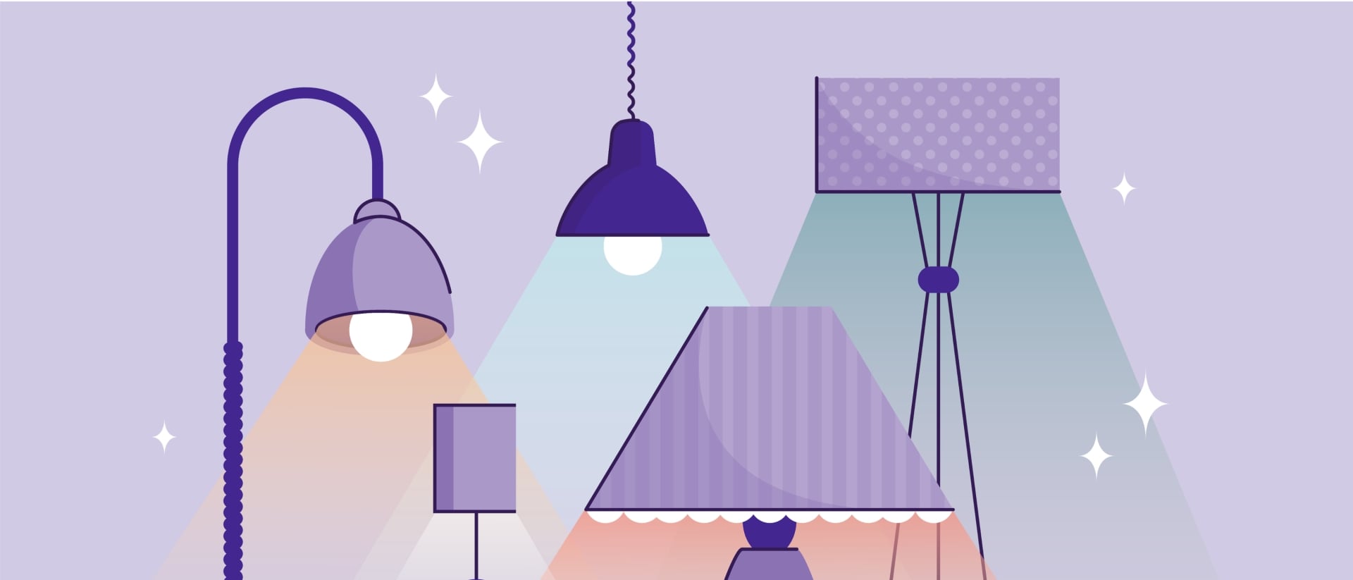 lamps in bedroom with different colors